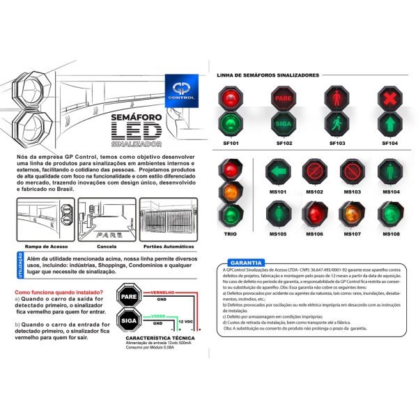 Semáforo Led Sinalizador SF 102 GP Control