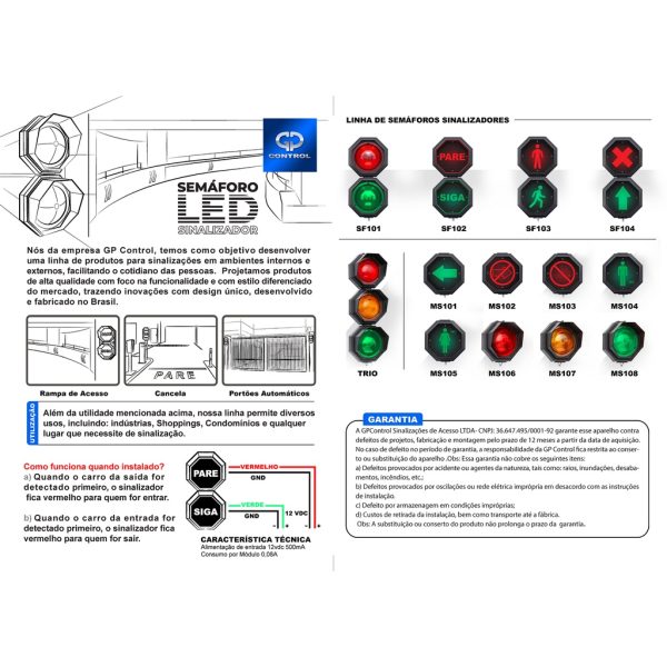 Semáforo Led Sinalizador SF 104 GP Control